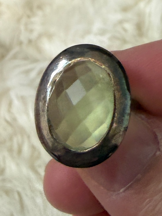 Jewelry - Sterling Silver Ring with Faceted Light Green Gemstone